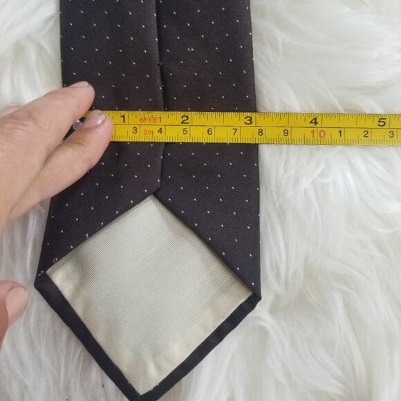 Vintage Bovet Mens Y2K Brown Micro Dot Neck Tie Wide - Picture 4 of 4